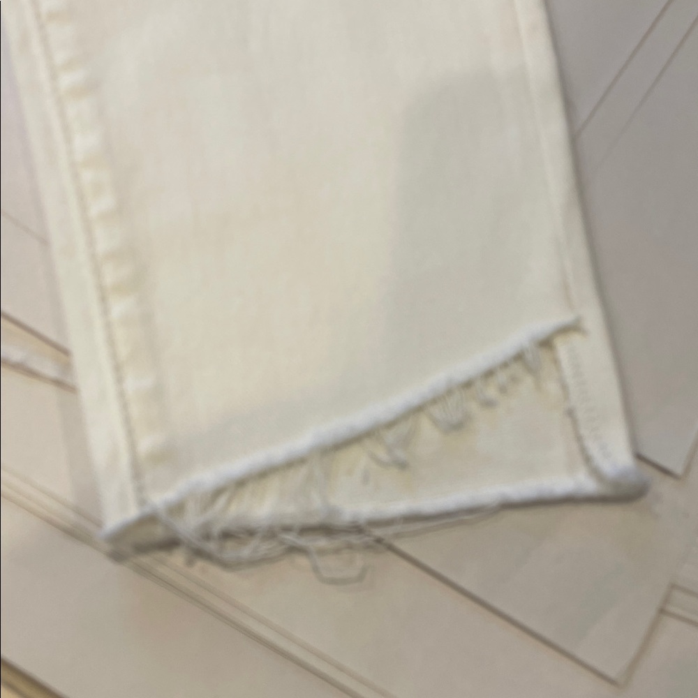 Mother Stunner Zip Ankle Step Fray Jeans Glass Slipper Wash Size 28 NWT White - Picture 10 of 10